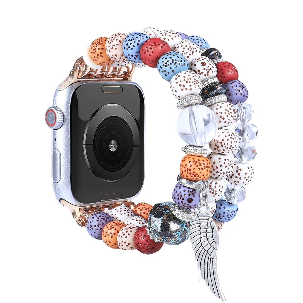 Jewelry beaded loop strap For Apple Watch 45mm 41mm 44mm 40mm 42mm 38mm Women Elastic Bracelet Wristband For iwatch 8 7 6 5 4 SE