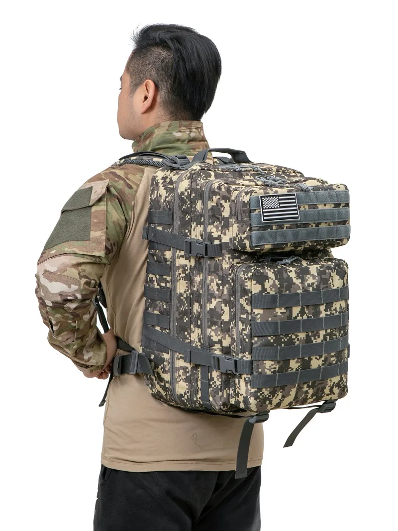45L Tactical Backpack - Large Capacity Outdoor Hiking  Camping Bag for Men  Women