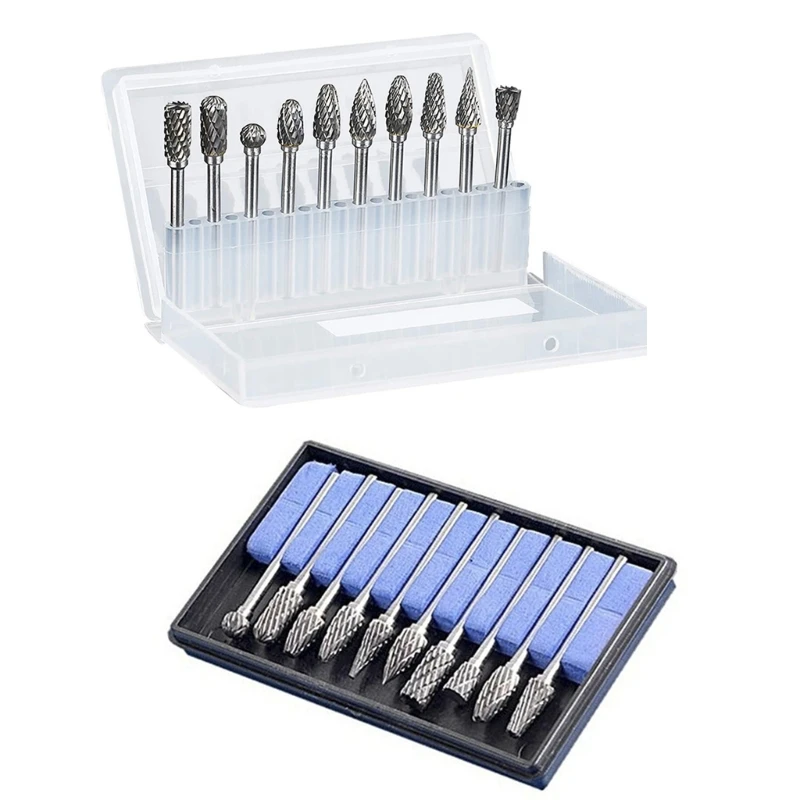 

10pcs Head Hard Alloy Rotary File Grinding Head Set