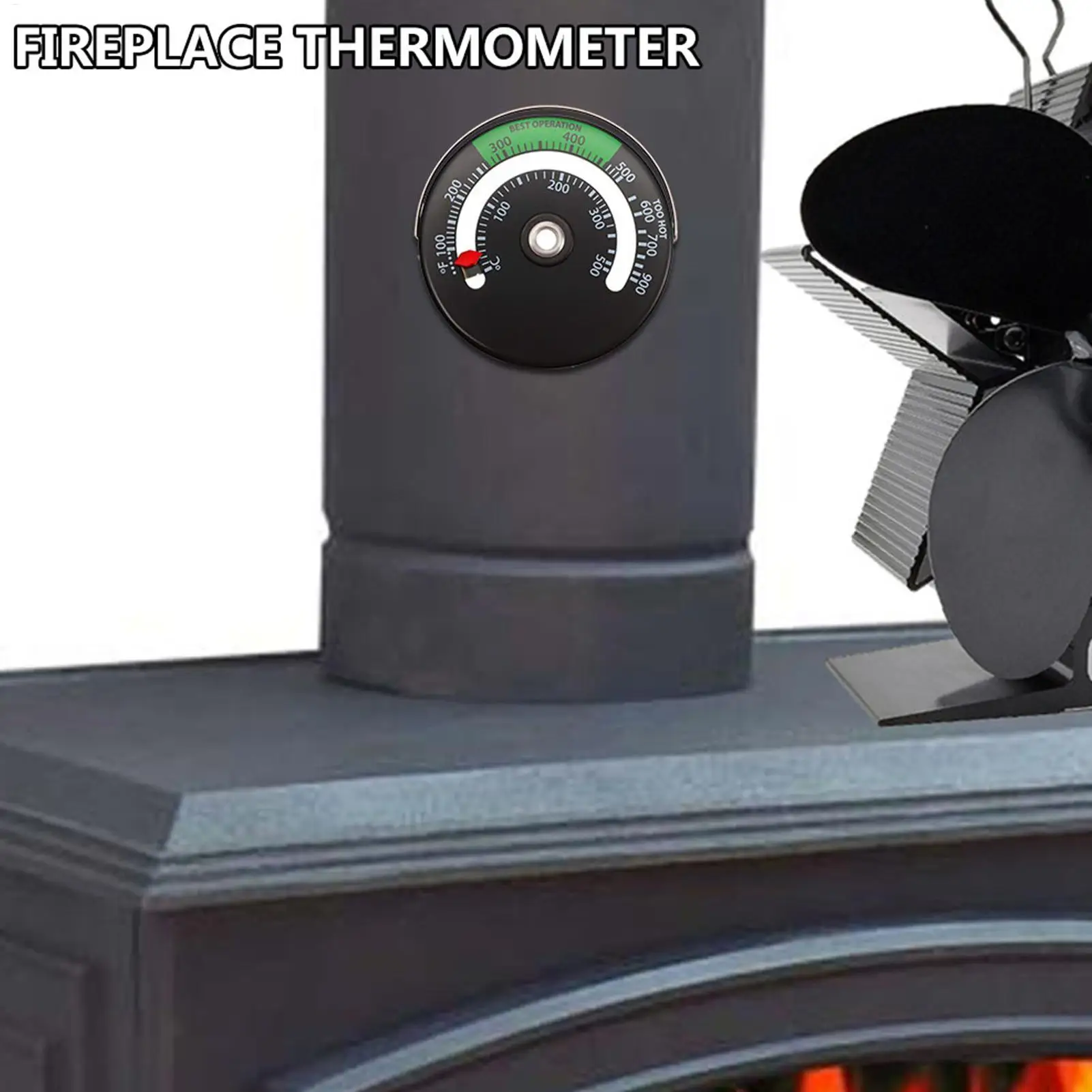 Magnet Fireplace Fan Thermometer Aluminum Alloy Fireplace Thermometer Household Stovepipe Wood Burning Stove Thermometer