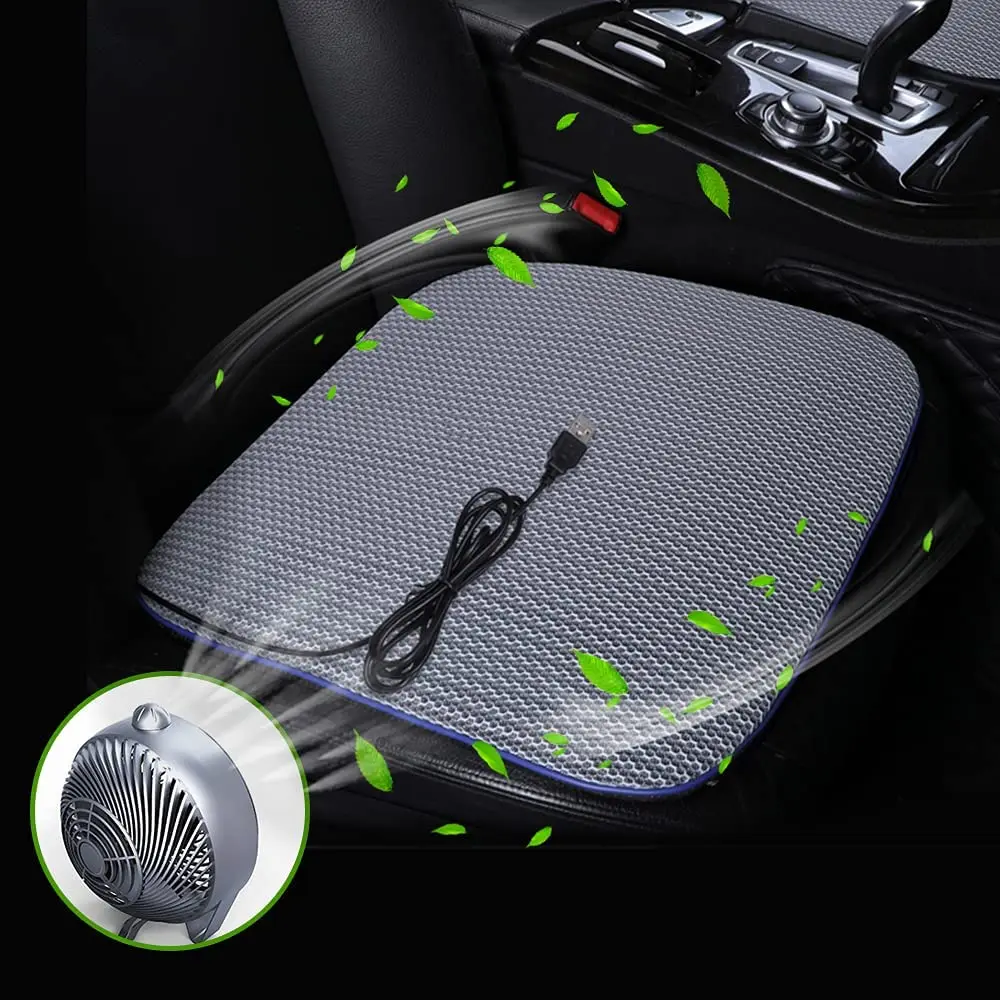 GM Portable Summer Cooling Ventilated Seat Cushion USB Cooling Fan Car Seat Cushion Fits Most Cars Truck SUV Van Seats