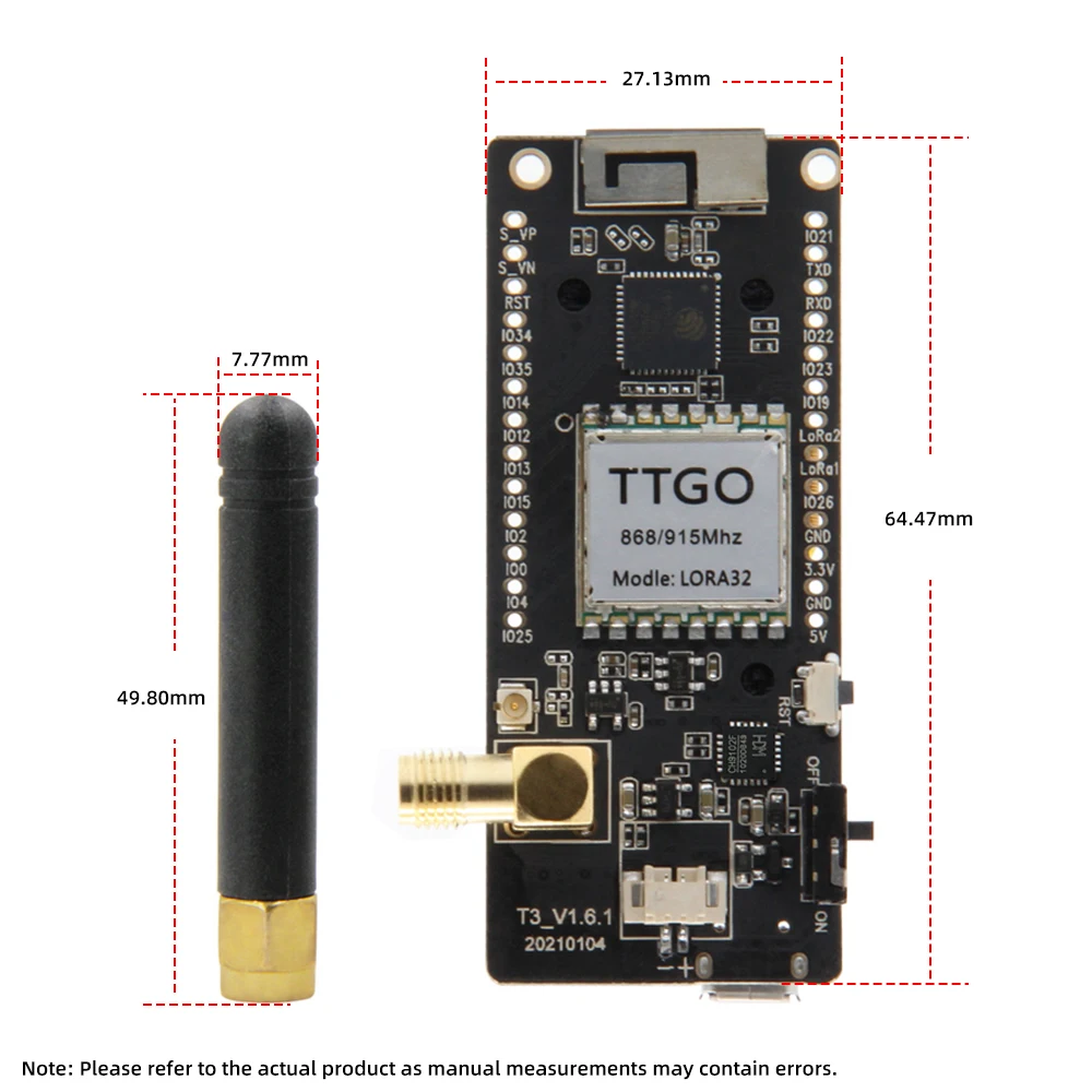 LoRa32 V2.1_1.6 Version 433/868/915Mhz ESP32 LoRa OLED 0.96 Inch SD Card Bluetooth WIFI Wireless Module ESP-32 SMA Mini Development Board