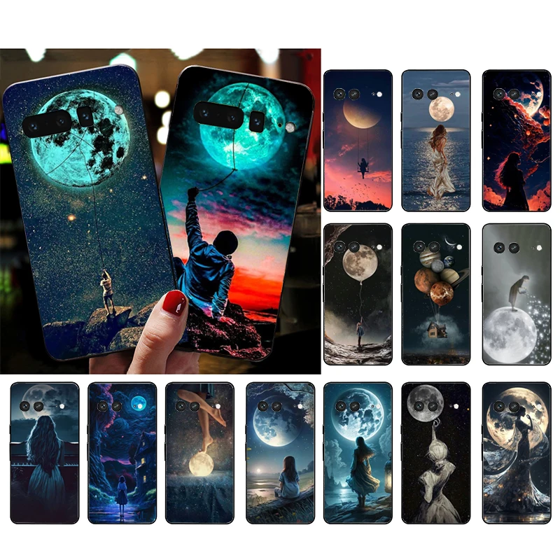 

Moon Night Planet Girl Phone Case For Google pixel 7A 8 7 Pro 7 6A 6 Pro 5A 4A 3A Pixel 4 XL Pixel 5 6 4 3 3A XL Shell