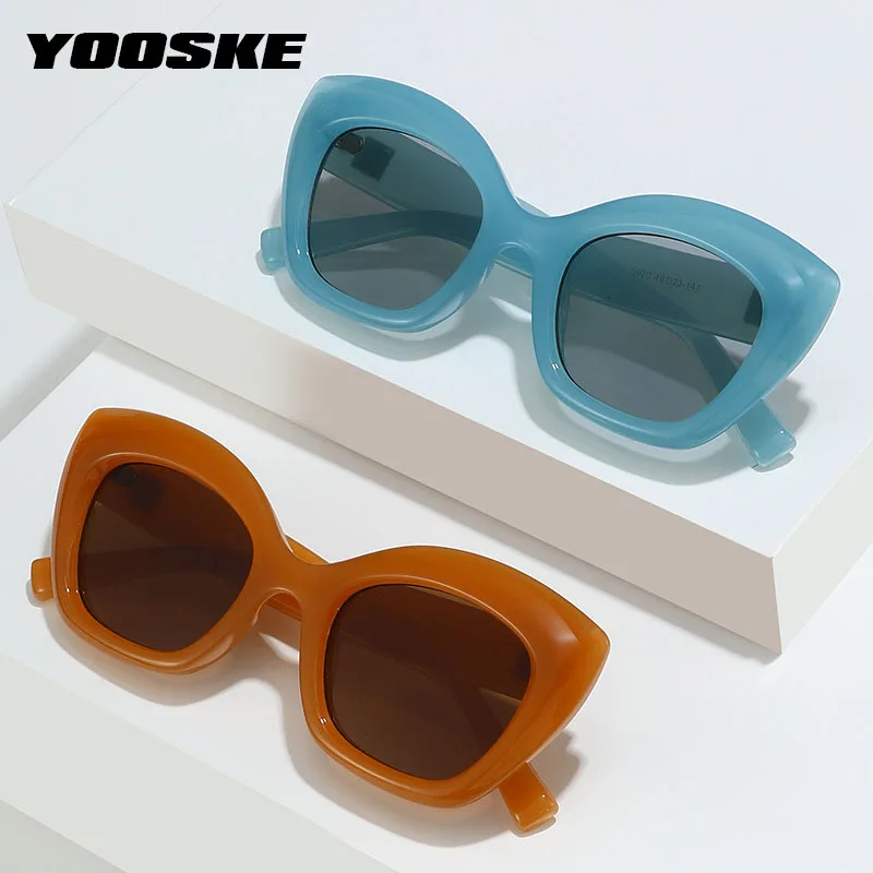 

YOOSKE Women's Sexy Cat Eye Sunglasses Vintage Brand Designer Black Sun Glasses Elegant Jelly Color Ladies Travel Goggles UV400