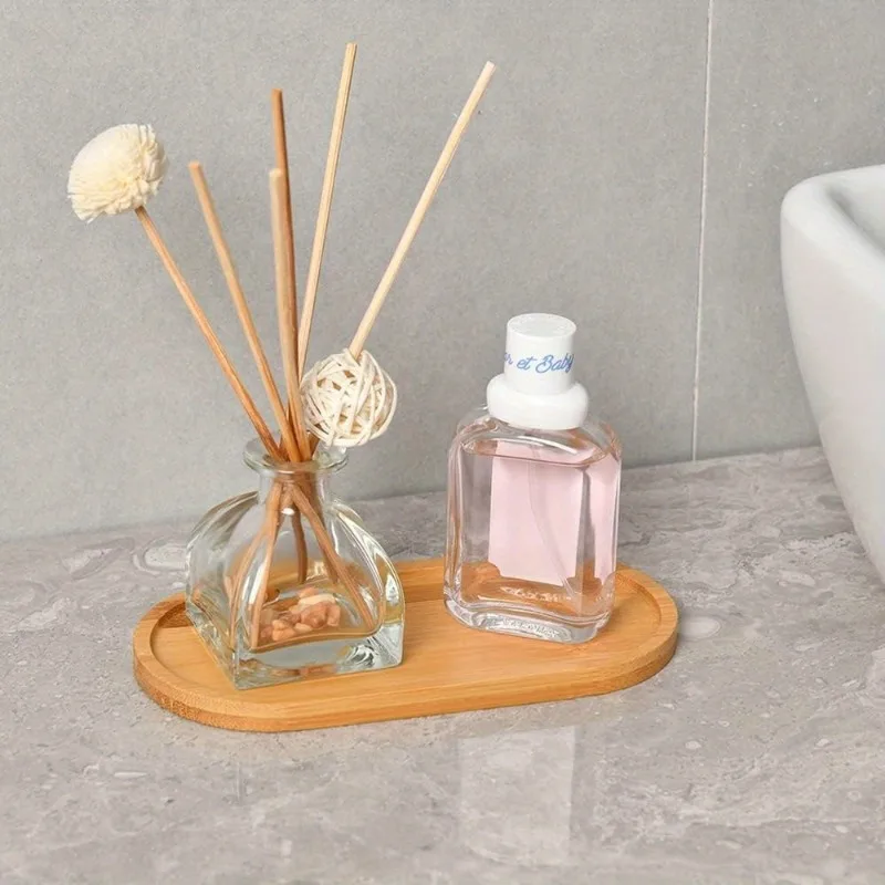 1-Piece Handcrafted Wooden Tray Perfect for Bathroom Vanity and Countertop Organization Holds Various Items Like Candles