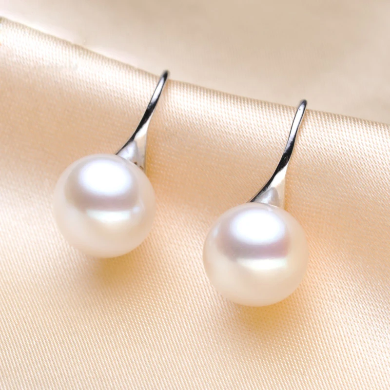 100% Real Natural Pearl Earrings,Fresh Water Pearl Earrings For Women Black Pearl Earrings 925 SilverJewelry Birthday Gift