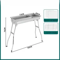 Outdoor Stainless Steel Charcoal Grill Large Size Barbecue Tool Portable Free Installation Handle Folding BBQ Cooking 6