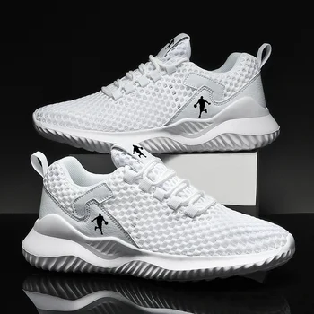 Men Sneakers Lightwhite Breathable Running Shoes for Men Mesh Summer Lace-Up Outdoor Walking Shoe Zapatillas De Deporte 1