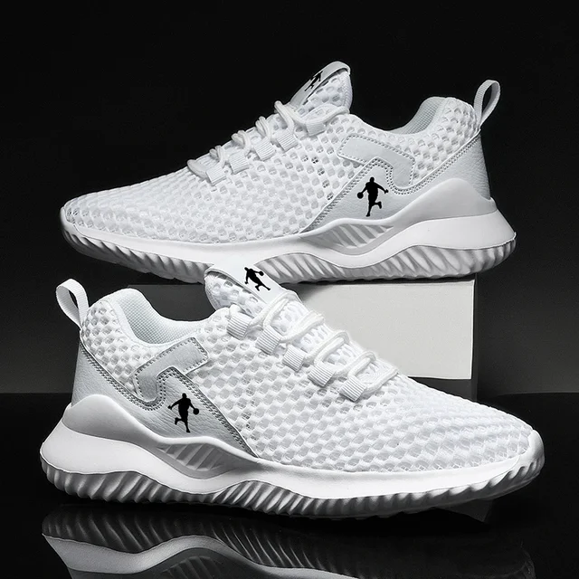 Men Sneakers Lightwhite Breathable Running Shoes for Men Mesh Summer Lace-Up Outdoor Walking Shoe Zapatillas De Deporte 1