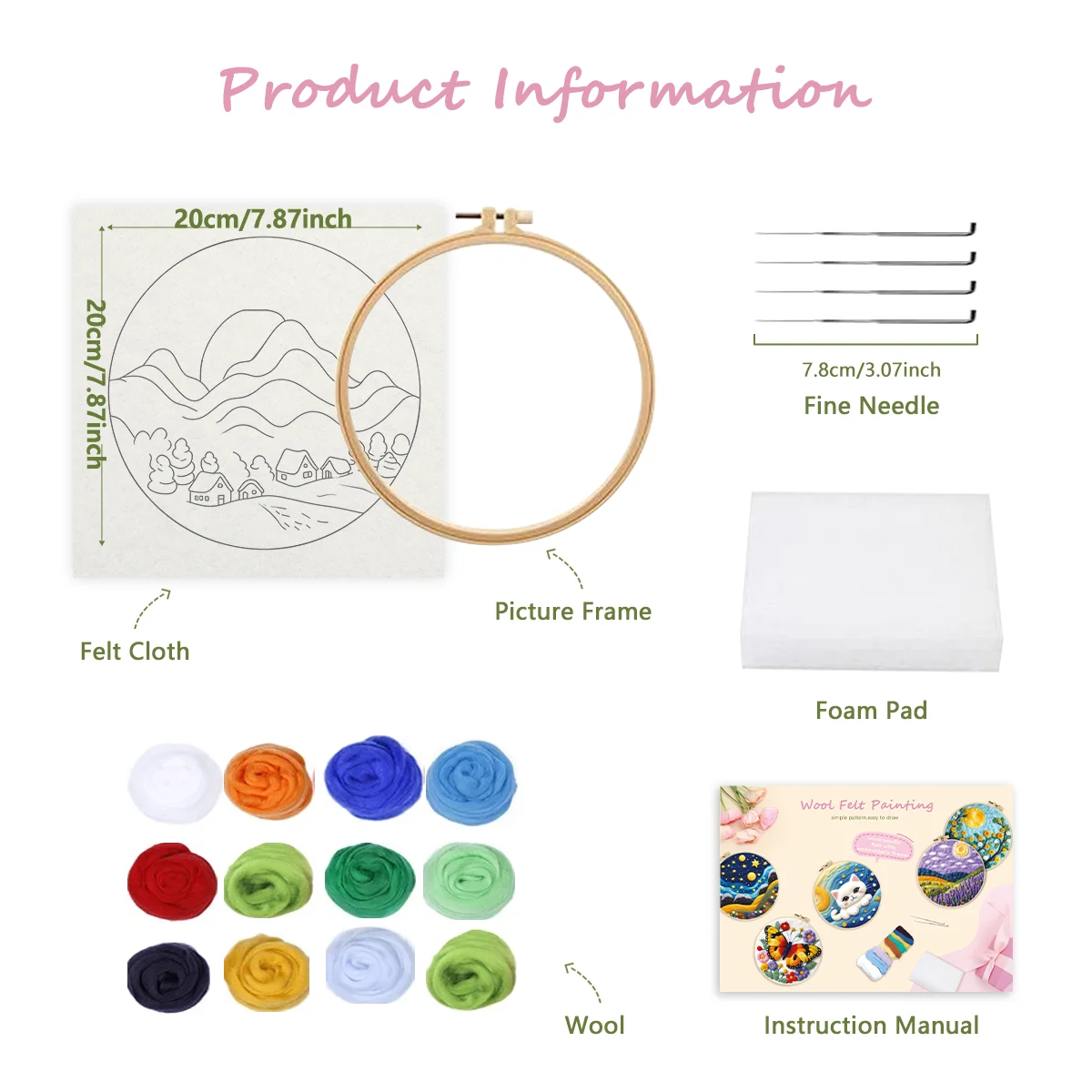GATYZTORY Needle Felting Painting Kits Beginners DIY Wool Needle Felting Starter Kit Starry Sky Scenery Home Decoration Art Craf