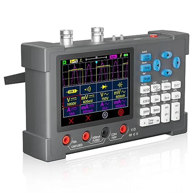 

1 комплект 2-канальный портативный осциллограф 120 МГц Пропускная способность 500Msa/S + цифровой мультиметр тестер 3-в-1