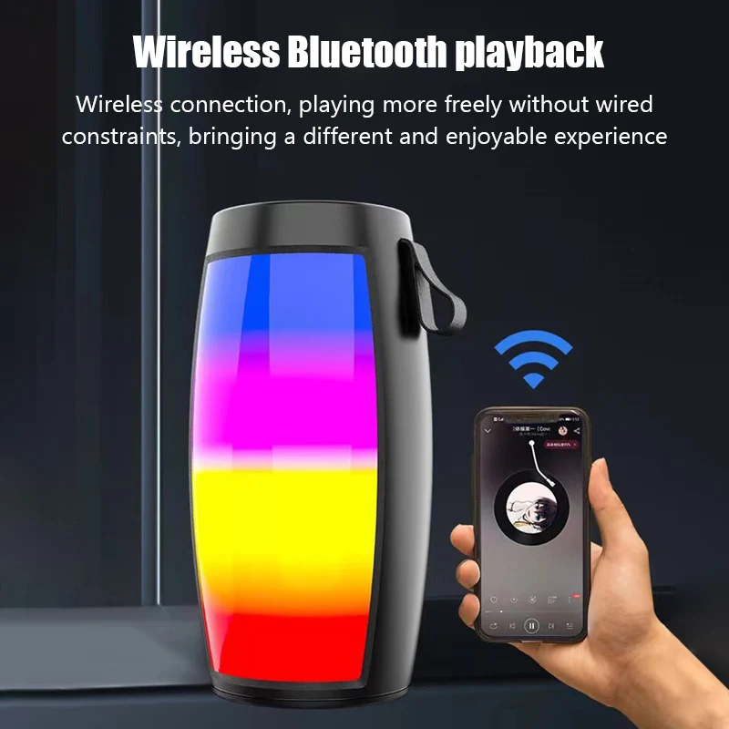 Wireless Bluetooth Speakers Home/Outdoor Portable Small Soundbox Subwoofer Car Audio MP3 Player with Colourful LED Lights Gift