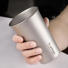 

Tiartisan Beer Mug Pure Titanium Coffee Mug Single Wall Kitchen Drinkware For Kids Beer Milk Water Cup 500ml Camping Tableware