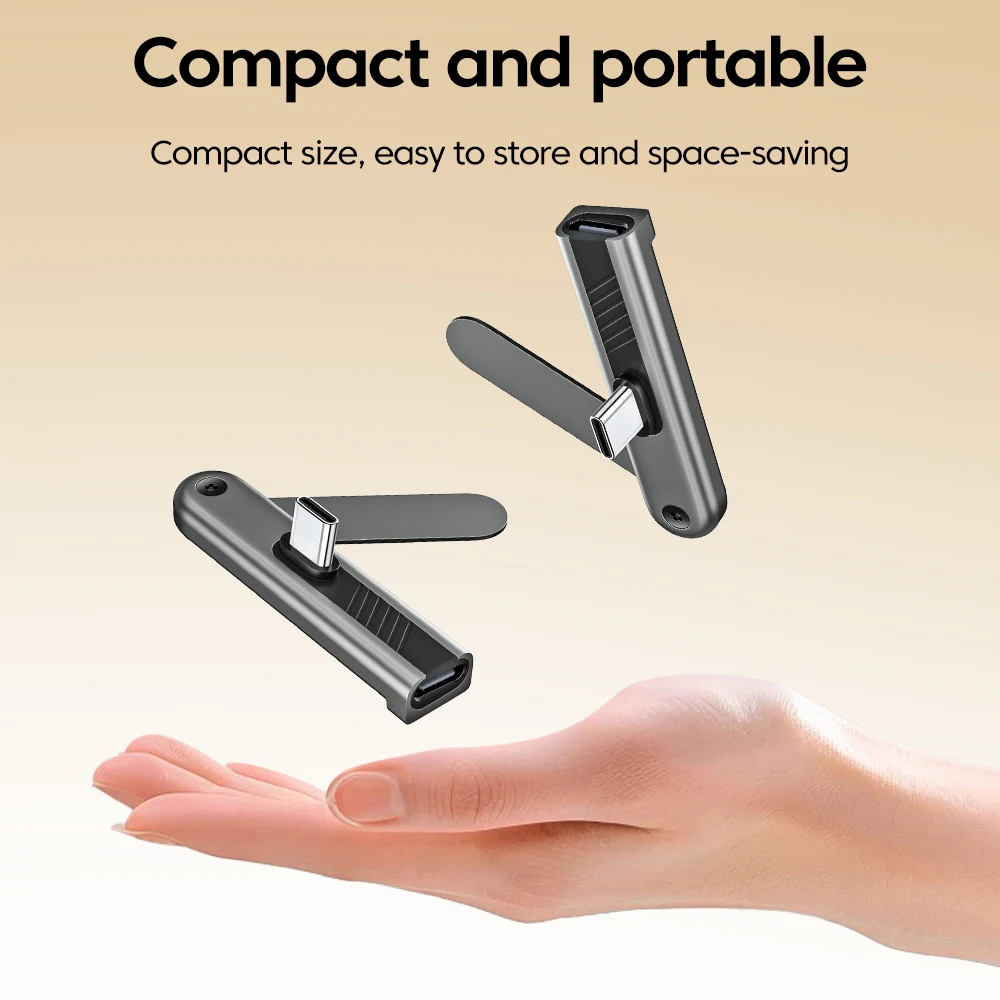 2 in 1 접이식 휴대폰 거치대 USB 타입 C to 타입 C 어댑터 240W 고속 충전 데이터 90도 커넥터 USB C to C 360도 회전 °   회전 가능