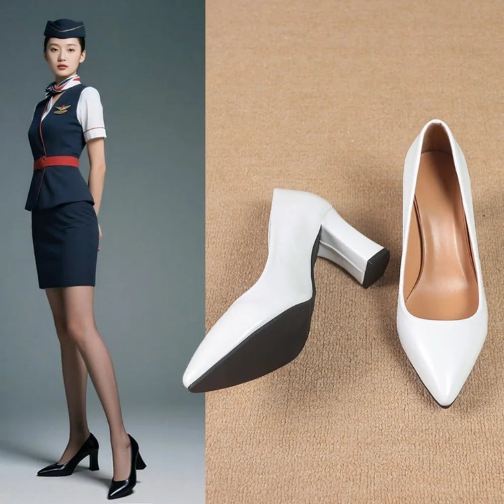 New High Heel Shoes Pointed Shallow Patent Leather High Heels Fashion Elegant Shoes Women Thin Heel Platform Work Shoes Pumps