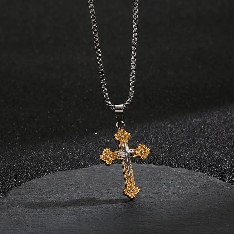 Europe and the United States air Jordan cross necklace men and women pendant personality hip hop trend brand long sweater chain
