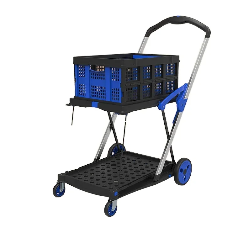 Double Deck Heavy Luggage Trolley Portable Multipurpose Folding Vehicle Storage