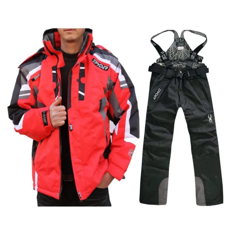 Ski Wear Men's Ski Suit Jacket Waterproof Cold-Proof Super Warm Men's Snow Suit