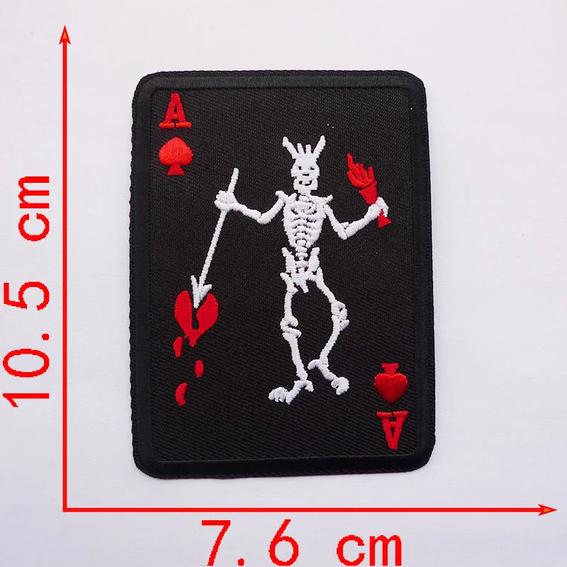 5 Pcs Playing Cards Ace of Spades Skull Head Patches Embroidered Hook And  Loop Bags Clothing Armbands Accessories Applique Badge - AliExpress