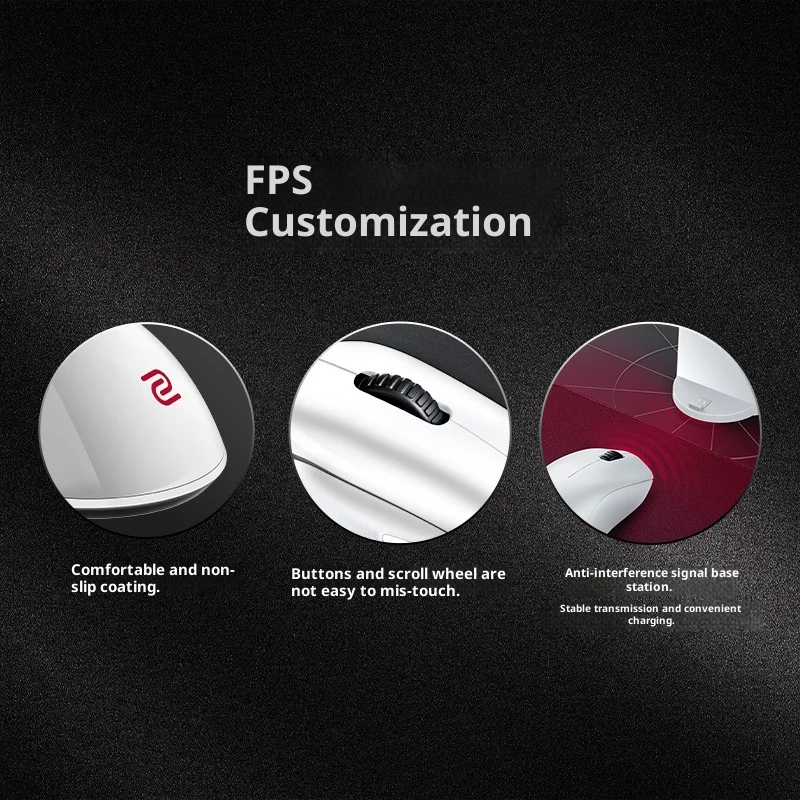 ZOWIE GEAR U2/EC/S/FK/ZA-DW 화이트 마우스 듀얼 모드 무선 마우스 Paw3950 4000Hz 폴링 레이트 게이밍 마우스 PC 액세서리