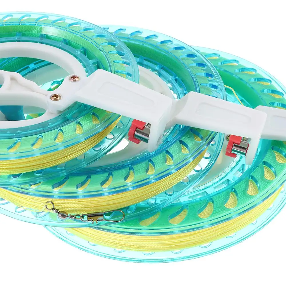 Outdoor Game Fying Kites Round Blue Kite Reel Winder Fire Wheel String Flying Handle Tool
