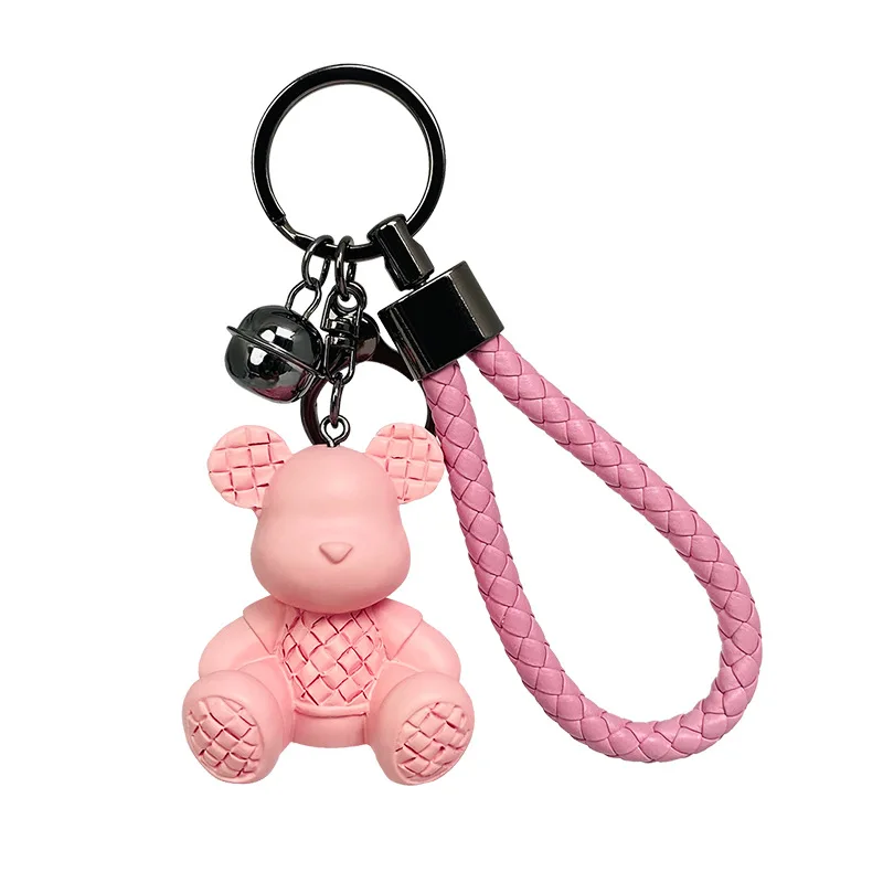 New Lovely Bear puppet Keychain Personality Funny Backpack Pendant Fashion  Cute Car Key Ring Cartoon Sitting lattice - AliExpress