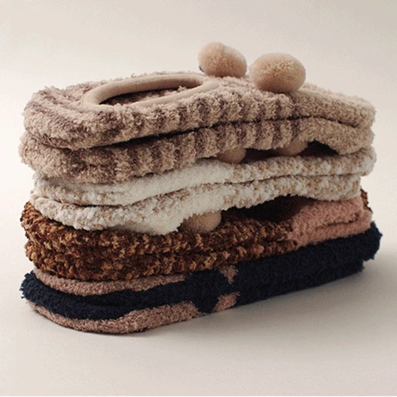 Cute Cartoon Women Girls Fluffy Bed Socks Xmas Gift Anti slip Winter Thick Warm Slipper Coral Fleece Socks Indoor Floor Hosiery 2