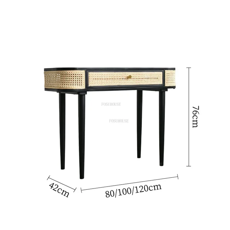 Description Picture 2 of itemJapanese rattan Dressing tables solid woodFOSUHOUSE Office Storage Side Cabinet with Drawers  Home dressers Bedroom Furniture S