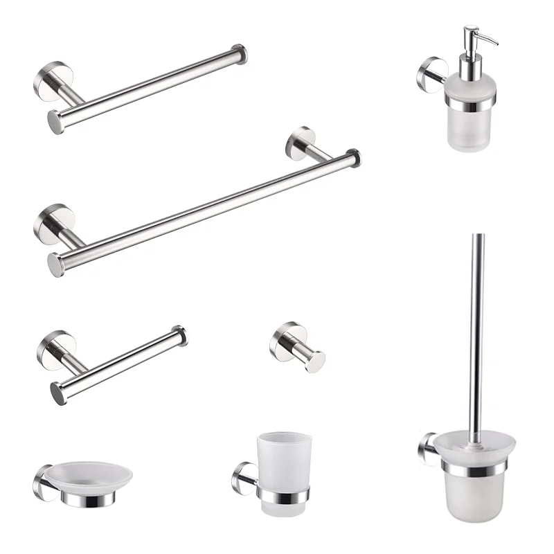 Bathroom hardware accessories toilet paper holder towel hook Chrome Stainless Steel Wall Hook Multifunctional Towel Hook Toilet Paper Holder Towel Bar Bathroom Accessories