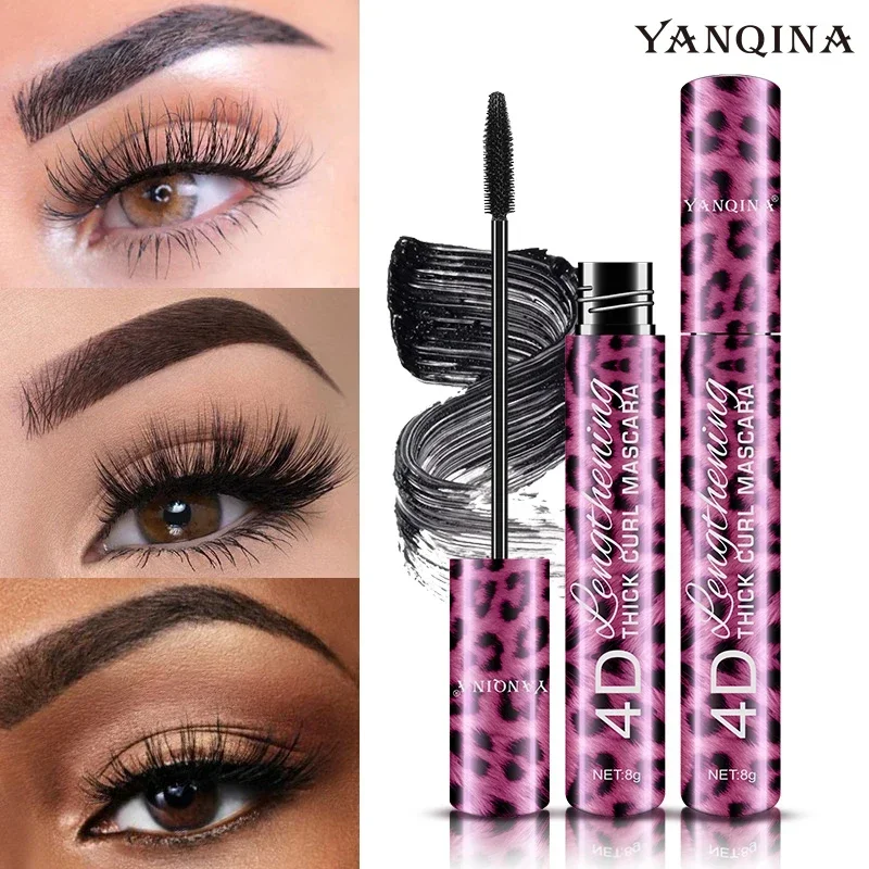 YANQINA Liquid Eyeliner Pencil+4D Waterproof Mascara Set Cosmetics Eye Liner Thick Curling Mascara Eyebrow Pencil Eyes Makeup 2