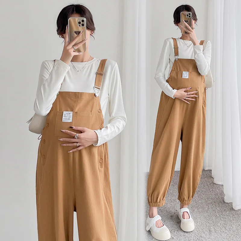 

Spring Autumn New Pregnant Women Overalls Jumpsuits Pregnancy Rompers Clothings Loose Maternity Strap Pant Trousers Clothes