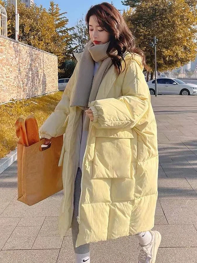 Parkas Winter Coat Women Fall 2024 New Korean Fashion Oversized Jacket with Hooded Loose Coats Elegant Ladies Zipper Outerwear