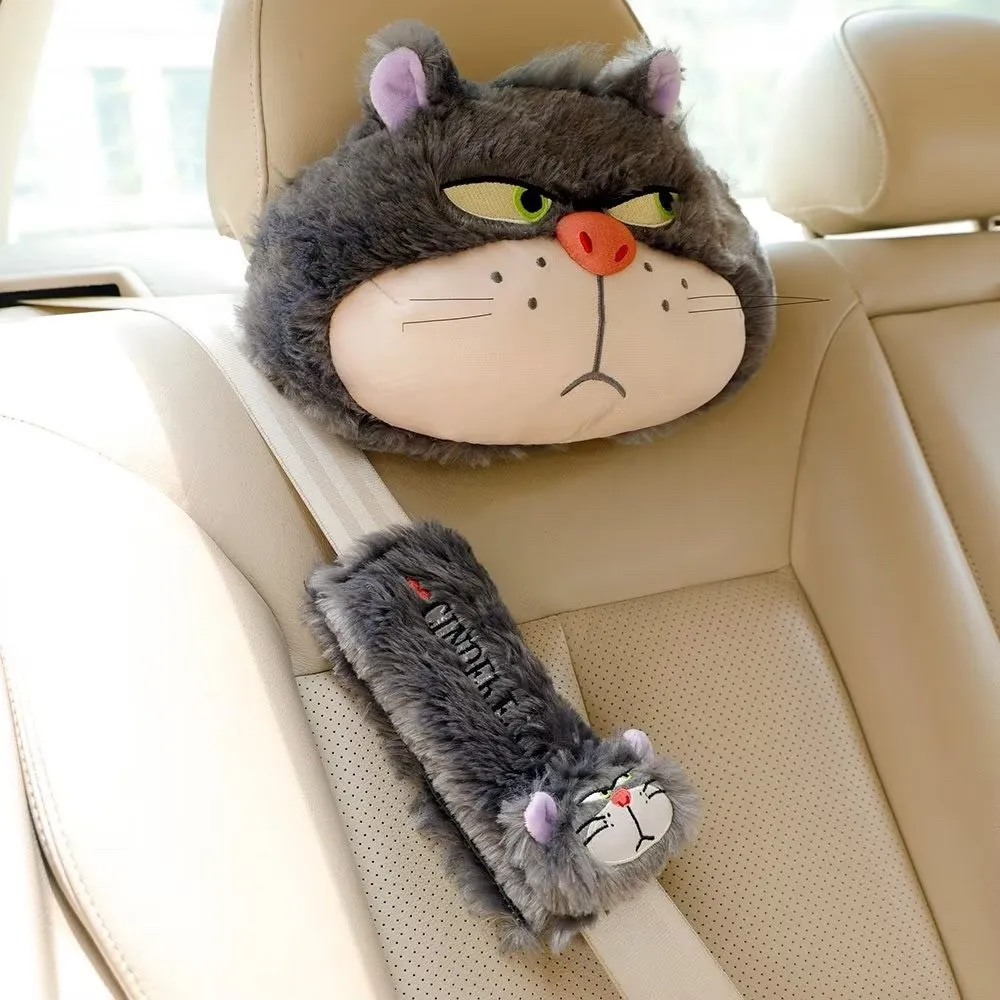 

Disney Cartoon Cute Cinderellas Lucifers Cat Stuffed Plush Doll Car Neck Pillow Headrest Anime Kawaii Plushie Seat Decor Gift