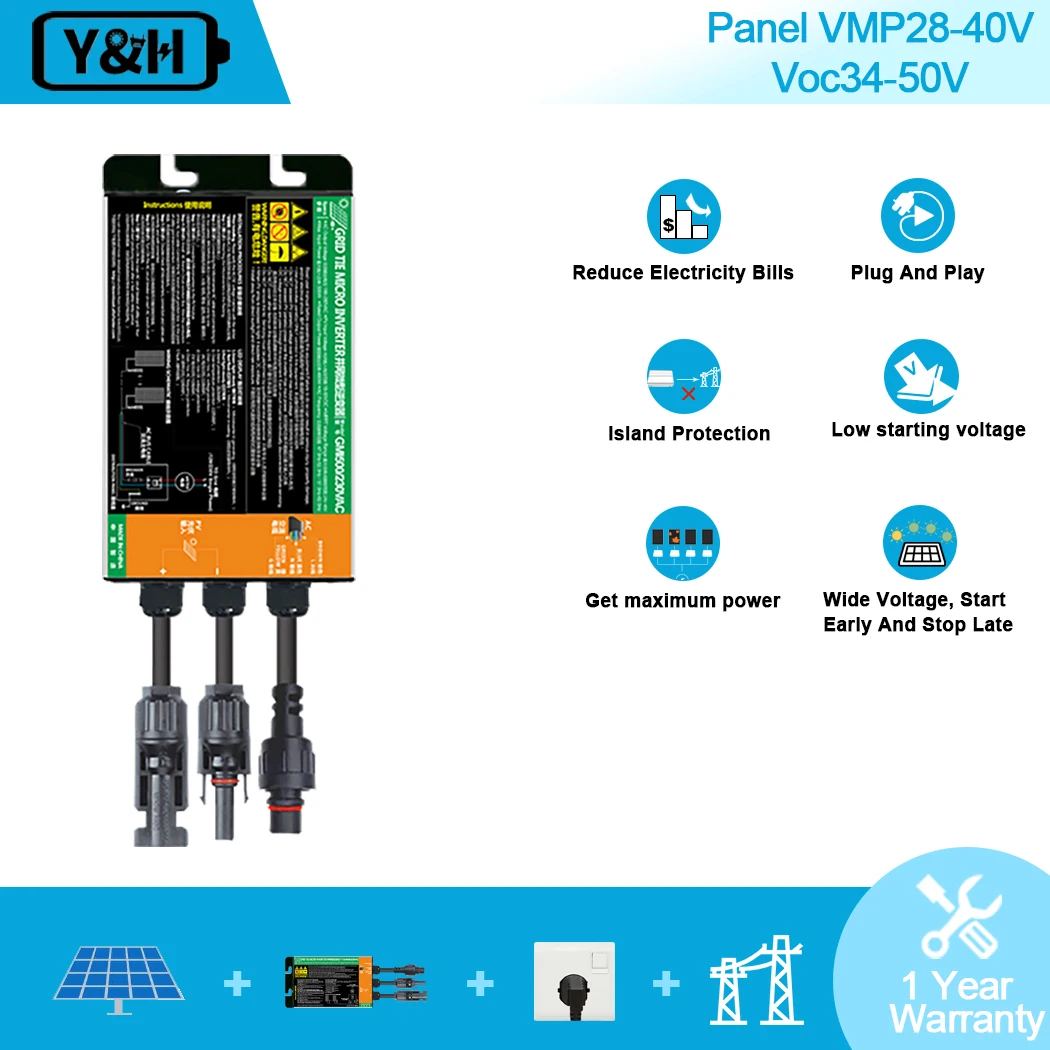 Y&H 350W 300W 500W 600W 700W Solar Grid Tie Micro Inverter MPPT DC26V-46V  PV Input AC110V-240V Output Home Solar On Grid System - AliExpress