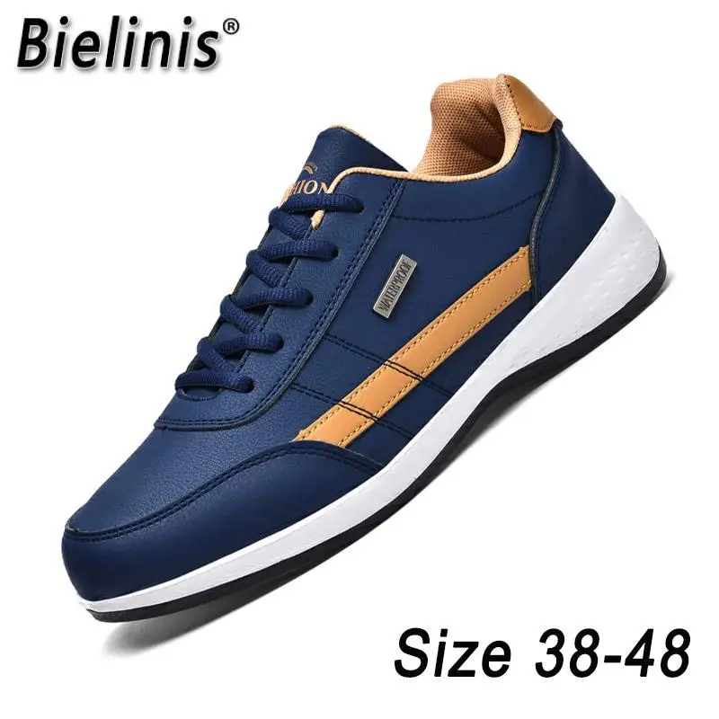 

New Fashion Leather Men Shoes Breathable Lace Up Trend Mens Casual Shoes Non-Slip Sneakers Men Vulcanized Shoes Chaussure Homme