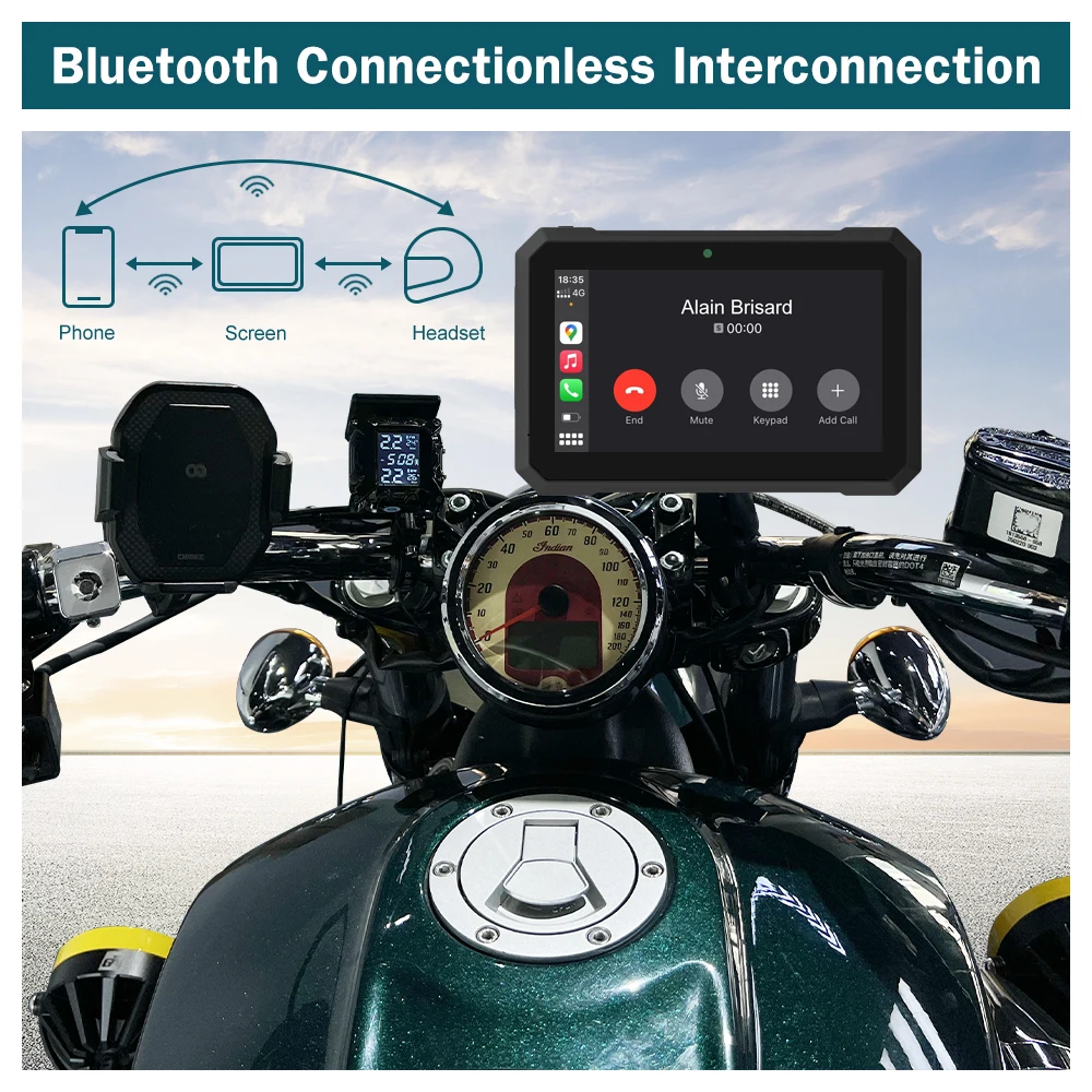 C7 Motorcycle CarPlay 7-inch IPS 1000 nits Waterproof Rugged