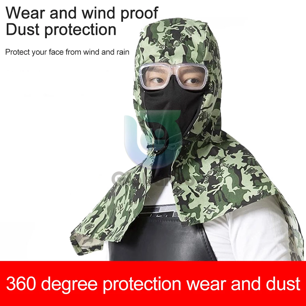 Dustproof Windproof Cape Safety Helmet With Glasses Protective Cap Outdoor Safety Protection Hats Shawl Welding Hood