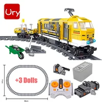 Technical Electric Train Sets City Cargo Steam Railway Engineering Tracks Motor RC Car Building Blocks Toys for Kids Boys Gifts 1