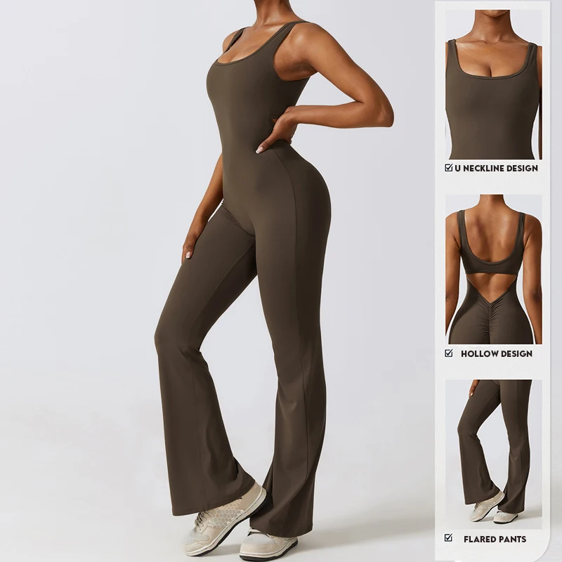 V Back Scrunch Gym Set Women Sport One-Piece Suit 2