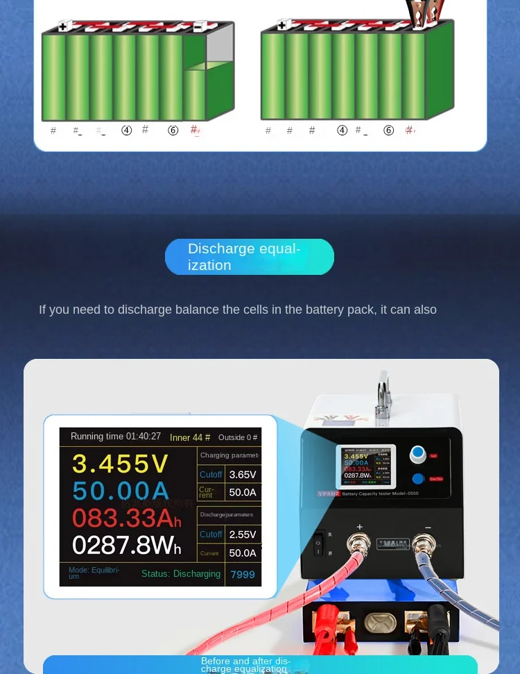 YPSDZ-0550 Lithium Battery Capacity Tester Single Cell Charge and Discharge Dete