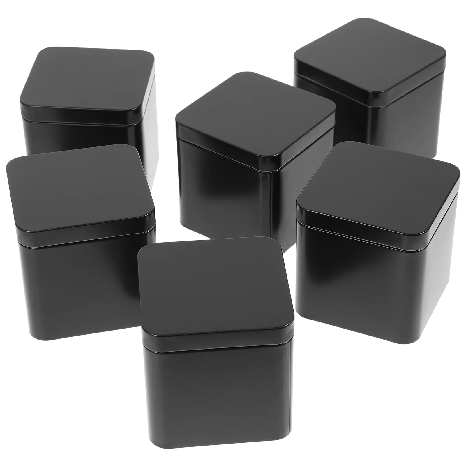 

6 Pcs Tea Tin Can Storage Candy Jar Metal Go Food Containers with Lids Biscuits Cover