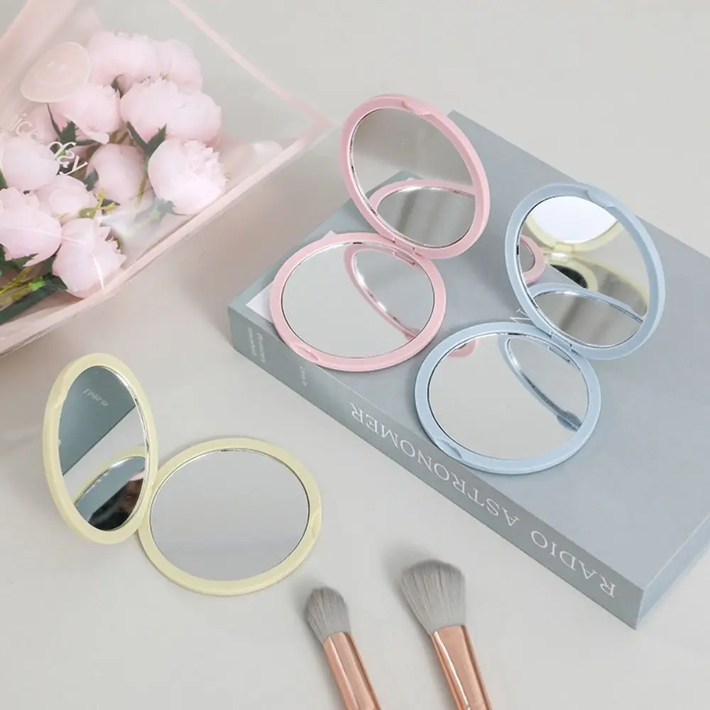 Simple Double-sided Mini Pocket Mirror Portable Handheld Mirror Folding Plastic Makeup Mirror 100 pvc plastic cards plastic business cards hot stamping double sided printing plastic card plastic membership card
