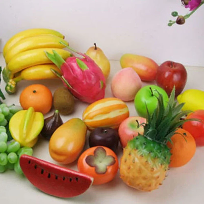 Artificial Fruits Simulated Plastic Fruit Model Decoration For Home Kitchen Tabletop Decor Kids Toy Lemon Banana Mango Kiwifruit artificial fruits and vegetables