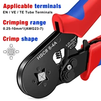 HSC8 6-4A Crimping Tool 0.25-10mm for Ferrule Tubular Terminals ² 23-7AWG Ferrule Crimping Clamp Set Wire Head Electrician Tools 3
