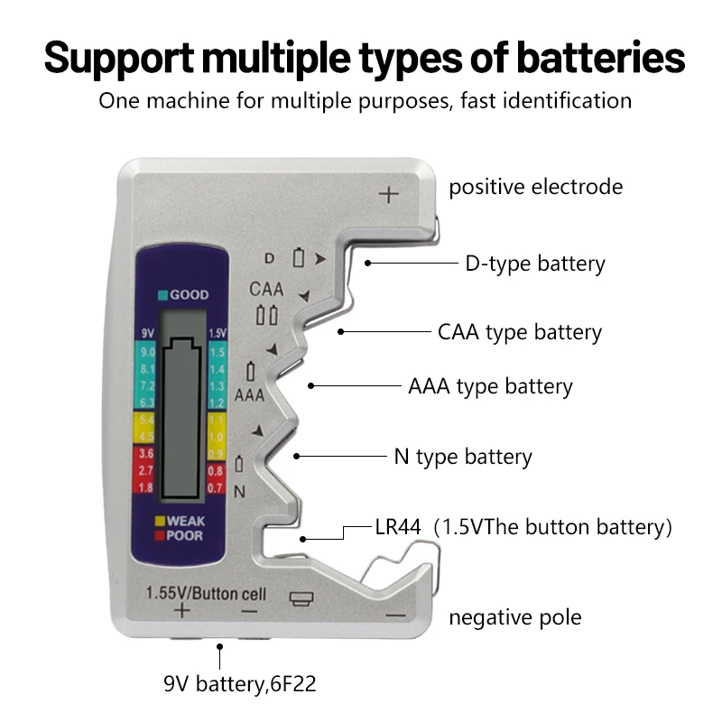 Batteries Tester Digital Capacity Universal Button For Lithum N /AAA/CAA/D/1.5V Cell Batteries Tester Checker BT168 Power battery tester lithium battery tester