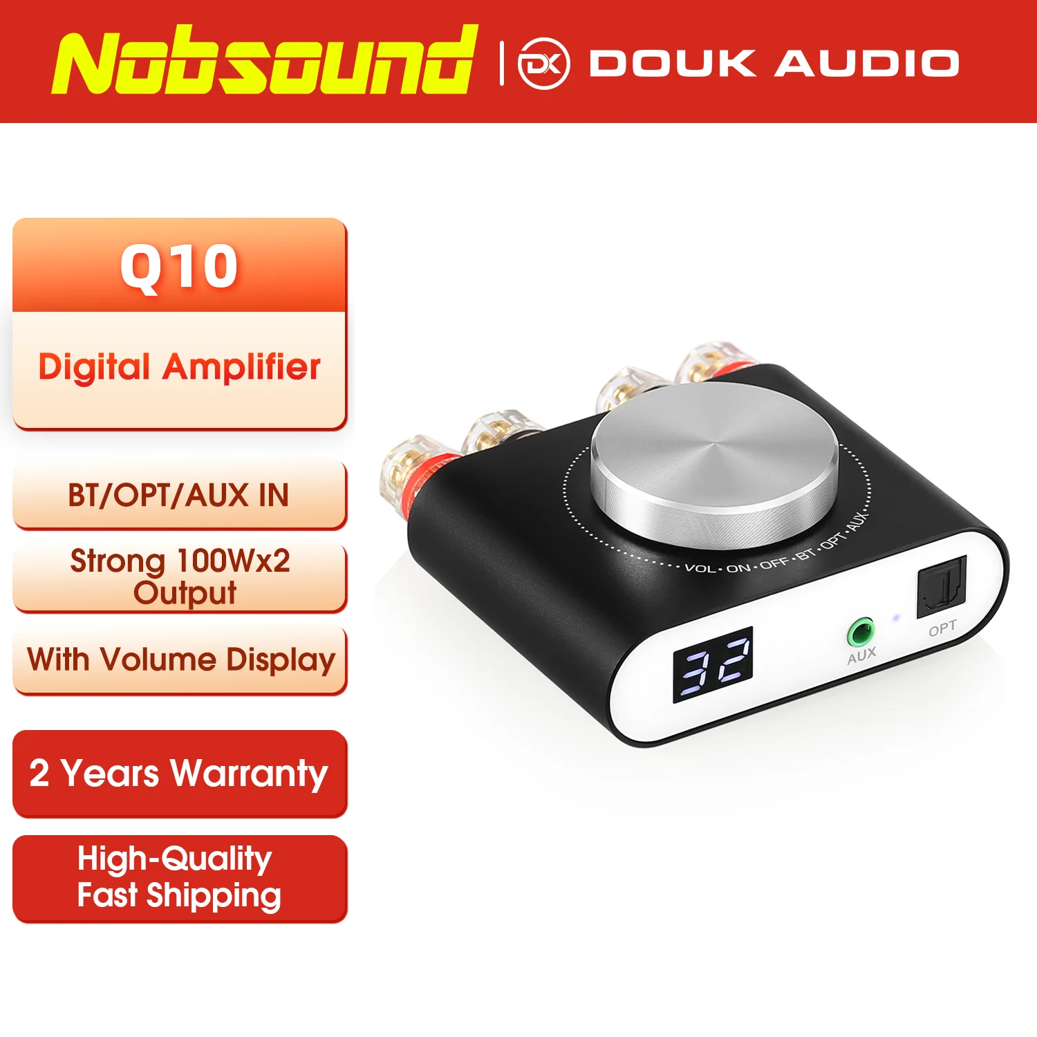 Nobsound Q10 ミニデジタル AUX/光アンプ Bluetooth 5.0