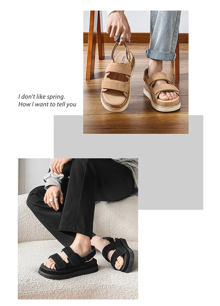 Hight Quality Summers New Street Style Genuine Leather Sandals For Men's Women Daily Outdoor Beach Dress Height Increasing Shoes Sb7a39f07803b461dbf21e4dd7a894dedR