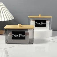 Acrylic Dryer Sheet Holder with Lid, Clear Laundry Sheets Container with Labels, Laundry Pods Storage for Laundry Room Organizat 2