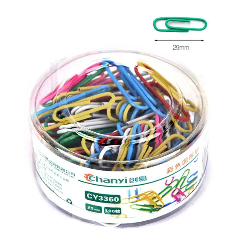 100pcs Colorful Metal Paper Clip Binder Clip Paper Office Stationery Binding Supplies Office Fashion Stationery Marking Clips