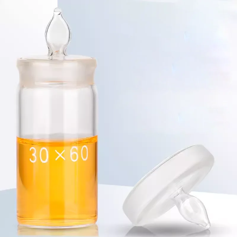 실험실 멸균 담그는 병, 유리 계량 병, 평평한 계량 접시, 뚜껑이 있는 밀폐 병